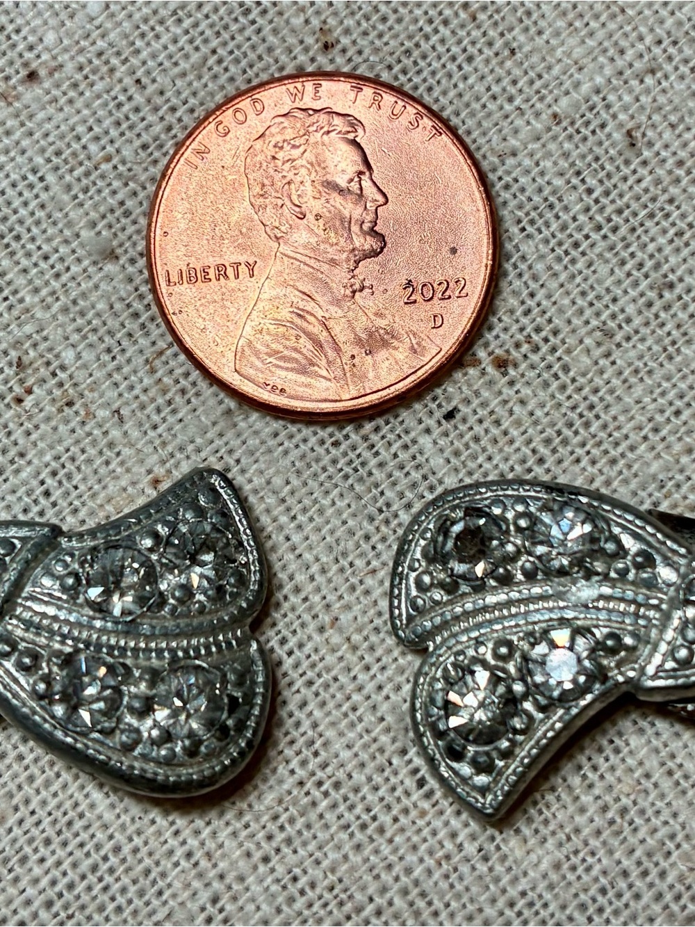 Art Deco Crystal Accent Silver-Tone Shoe Clips with Clear Stones in a Bow design